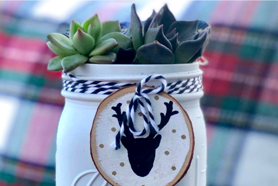 Succulent Ball Jar Bouquet Workshop and Wine Tasting 2/7