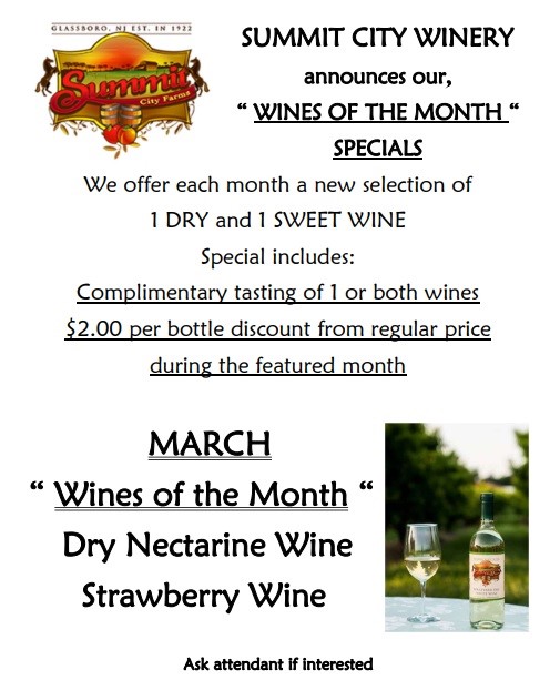 Monthly Wine Specials • Summit City Farms and Winery